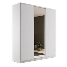 Guarda-Roupa Solteiro com Espelho Zermatt 100% MDF  3 Portas 3 Gavetas Branco