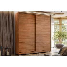 Guarda Roupa 2 Portas de Correr e 3 Gavetas c/ Pés Belga Flex Nogueira/Nogueira ou Preto - Demóbile