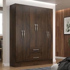 Guarda-Roupa Asia Casal 6 Portas 2 Gavetas Cor Cacau