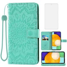 Capa de telefone para Samsung Galaxy A52 5G/4G Capa carteira com protetor de tela de vidro temperado e capa flip fina de couro com suporte para cartão acessórios para celular Glaxay A 52 G5 Gaxaly 52A