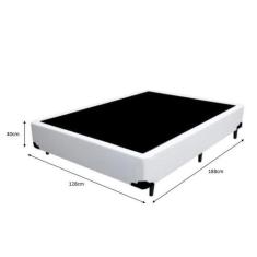 Cama Box Viúva - Tecido Sintético Branco com Colchão Extra Firme D28 -