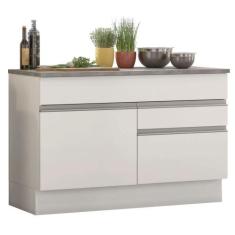 Balcão de Pia Armário de Cozinha 120 cm 1 Porta e 2 Gavetas (Com Tampo