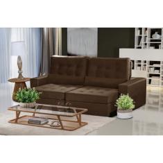 Sofá Modular Curitiba 5 Lugares 2.50 MT Retrátil e Reclinável Veludo N