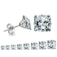 Brinco Masculino Quadrado de Zircônia - Alto Brilho - PAR - 9mm - Code