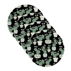 Sousplat Cactus Preto - NSW, com base, 4 Peças