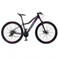 Bicicleta Aro 29 Krw Alumínio Shimano 24 Vel Freio A Disco Suspensão S4 15.5 Preto-Rosa E Azul