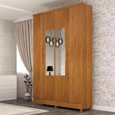 Guarda-Roupa Solteiro Amsterdam 4 Portas 2 Gavetas com Espelho Cinamom