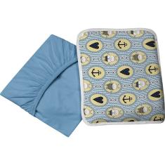 Jogo De Cama Tecebem Mini Cama Baby Malha Nino 2 Peças Azul