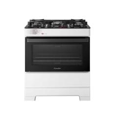 Fogão Esmaltec 5 Bocas Ideal Top Glass Mesa de Vidro Forno 84 Litros Branco T5VAB Bivolt



