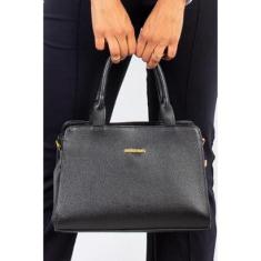 Bolsa de couro liso estruturada Emili - Whisky-Feminino