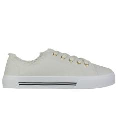 Tênis Casual Detalhe Desfiado Feminino Moleca Branco - 5667.322-Feminino