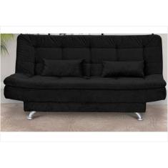 Sofá-Cama Salomé Suede Amassado Preto - Matrix