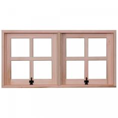 Janela Vidros Quadriculados 2 Módulos Horizontais Móveis Maximar Rondosul Natural