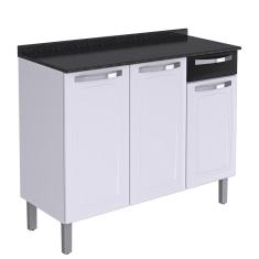 Gabinete Itatiaia Daniele com 3 Portas e 1 Gaveta - Branco/Preto