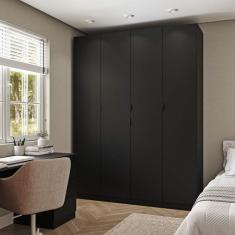 Guarda Roupa Modulado 4 Portas com Cabideiro Hera CabeCasa MadeiraMadeira Preto Onix