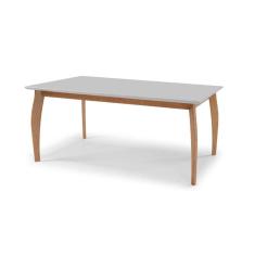 Mesa Tampo Off-white De Vidro Colado Em Base De Madeira Freijó E Pés Medidas1,8x0,90