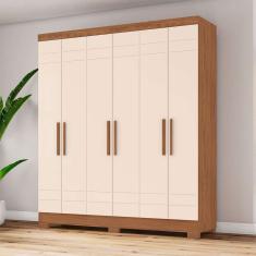 guarda-roupa solteiro briz 6 pt 2 gv nature e off white