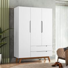 Guarda Roupa Retro Alpi 3 Portas 2 Gavetas Branco - Olivar Móveis