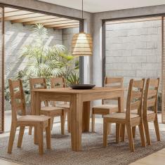 Conjunto Sala De Jantar Itália 1,35 Com 6 Cadeiras Cedro 51C
