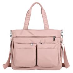 Bolsa Grande Feminina Sacola Alça De Ombro Moderna Com Ziper Trabalho Passeio Faculdade (ROSA)