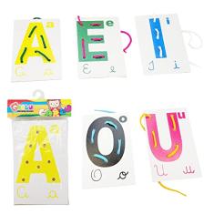 Alinhavos Vogais MDF 5 Peças e 5 Cadeiras Embalagem Plástico Carlu Brinquedos