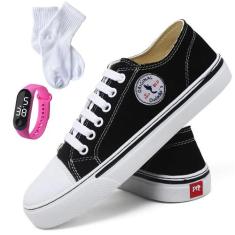 Kit Tênis Casual Feminino Clássico + Relógio Digital + Meia - Polo Blu