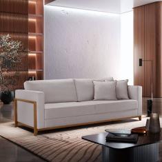 Sofá Fixo 3 Lugares Paris Linho Cinza