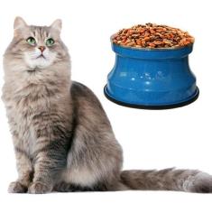 Comedouro Alto Para Gatos Em Alumínio Gastrobel Azul Pigmentado PetGan