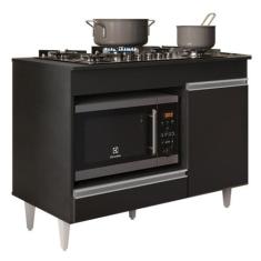 Balcão Multiuso para Cooktop 4 Bocas Georgia Preto - Lumil Móveis, Pre