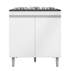 Balcão de Cozinha para Cooktop com Tampo Preto Madrid Branco - Montana