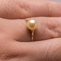 Anel De Pérola Legitima 7mm Ouro 18k 750 - DR Joias, 16