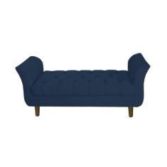 Recamier Estofado Para Hall de Entrada 90 cm Grécia Suede Azul Marinho
