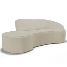Sofá 3 Lugares Curvo Sala de Estar Living Firenze Direito D02 Corano Bege 230 cm C-26 - Lyam