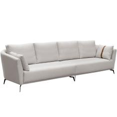 Sofá 3 Lugares Sala de Estar Living 230cm Pés Industrial Evan D06 Veludo Bege - Lyam Decor