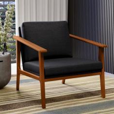 Poltrona Decorativa Para Sala de Estar Petra B04 Linho Chumbo - Lyam D