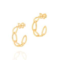 Brinco Rommanel Argola Pequena Aro Corrente Banhado Ouro 18k