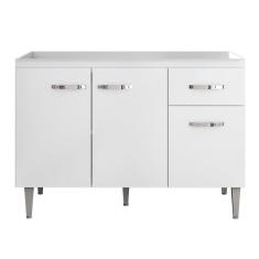 Balcão Gabinete Gabriela de Pia 120cm "Sem Tampo 3 Portas Branco - Desk Design