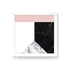 Arte Maníacos Quadro Decorativo Escandinava faixa Reta Rosa - 50x50cm (Moldura em laca branca)