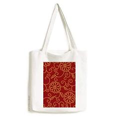 Bolsa de lona estilo chinês japonês com estampa de flores asiáticas, bolsa de compras casual