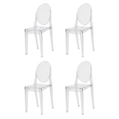 Kit 4 Cadeiras Victoria Ghost Transparente Sala Cozinha Jantar
