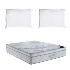 Colchão Queen Molas Ensacada Freedom (32x158x198) Branco com 2 Travesseiros Guldi Soft Nasa Branco