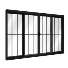Janela de Alumínio de Correr Central 4 Folhas Com Grade 100x120cm Riobras Preto