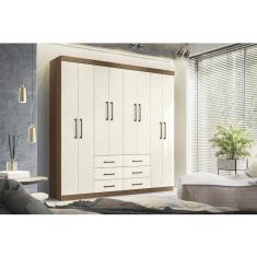 Guarda-roupa Casal 8 Portas 6 Gavetas Liverpool Jatobá/Areia