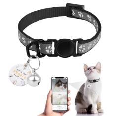 Coleira Furrigo para Gato com Etiqueta de Nome Código QR, Reflexiva, Sino, Personalizável, Ajustável, Liberação Rápida, Tamanho Único