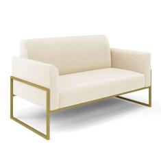Sofá Namoradeira Base Industrial Alta Dourado Marisa Veludo D03 - D\`rossi Cor Bege