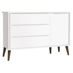 Cômoda Infantil Theo 1 Porta Branco Acetinado com Pés Amadeirado – Reller