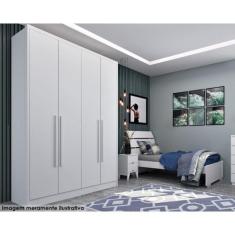 Guarda Roupa 4 Portas e 2 Gavetas Dinamarca Neve - Tcil Móveis