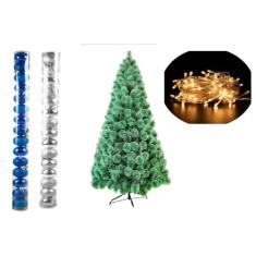 Arvore de Natal Pinheiro Nevada 1,2 metros 90 galhos com enfeites - st