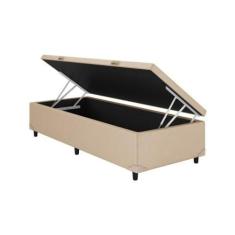 Base Box com Baú de Solteiro Madeira Resistente Bege - FácilPedido