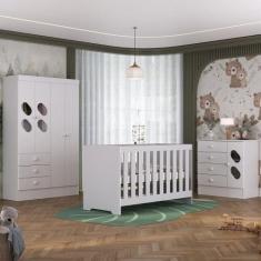 Quarto de Bebê com Guarda Roupa 4 Portas 3 Gavetas Cômoda 4 Gavetas 1 